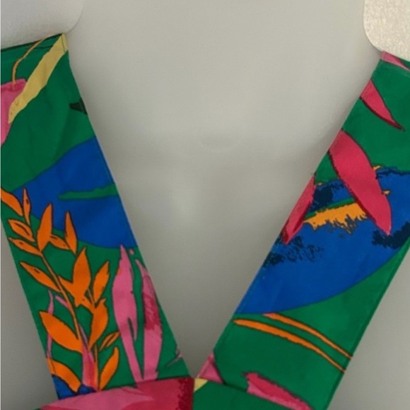 J. Crew Green Tropical Floral Halter Midi Dress with Bright Accents - Picture 11 of 12